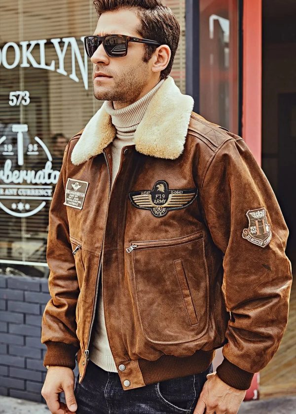 Denver Aviator Leather Jacket - Image 5