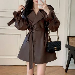 Double Breast leather Coat
