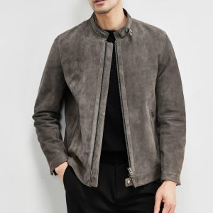Gray Riding Leather Jacket