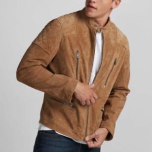 Tan Brown Suede Leather Jacket