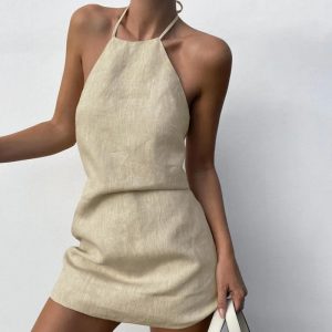 Beach Halter Neck Mini Dress