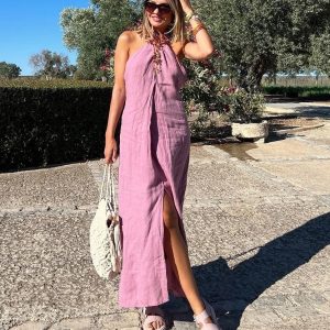 Linen Halter Neck Dress
