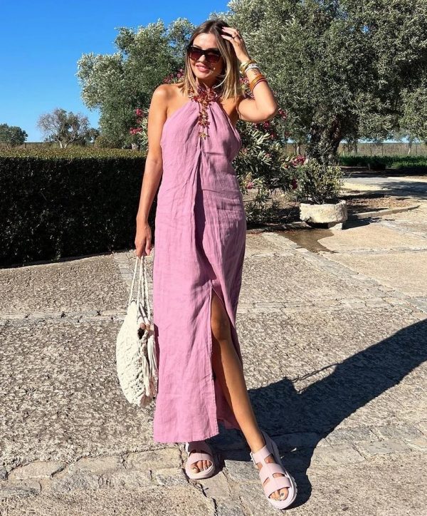 Linen Halter Neck Dress