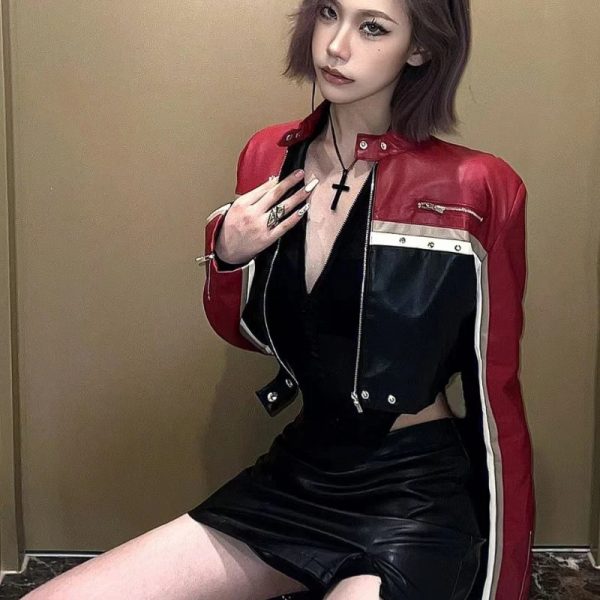 Cropped Riding Leather Jacket
