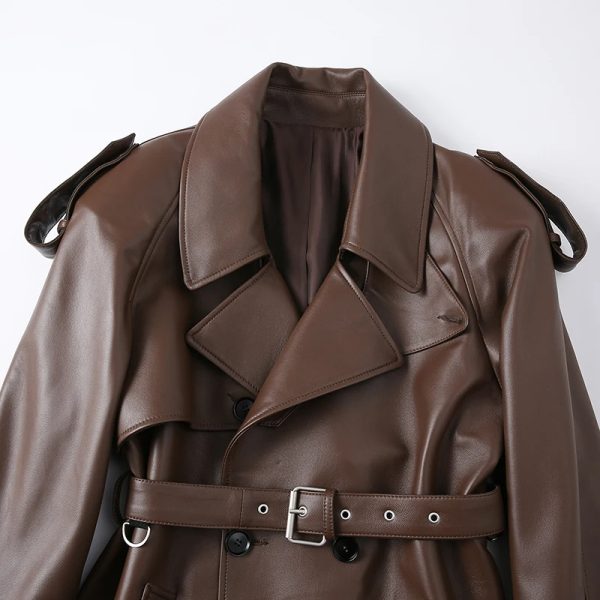 Leather Trench Belted Mac Midi Coat - Image 2