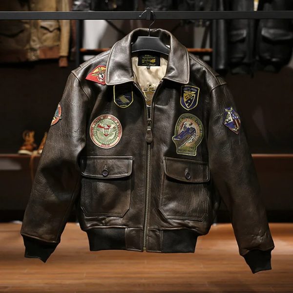 Military Inspired Leather Jacket - Image 2