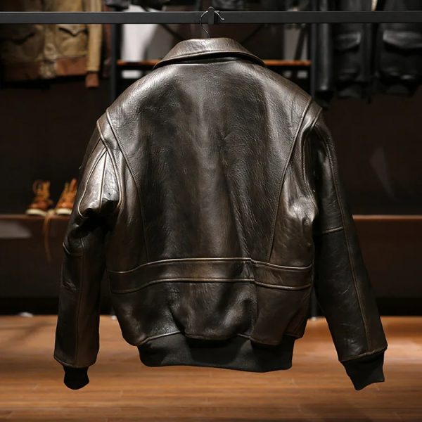 Military Inspired Leather Jacket - Image 3