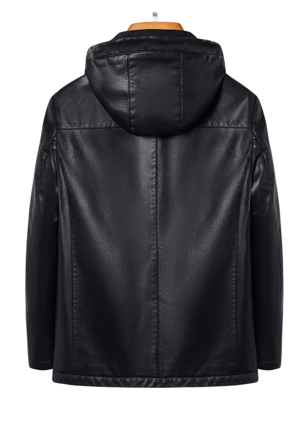 Leather Jacket With Hoodie For Men's - Image 2