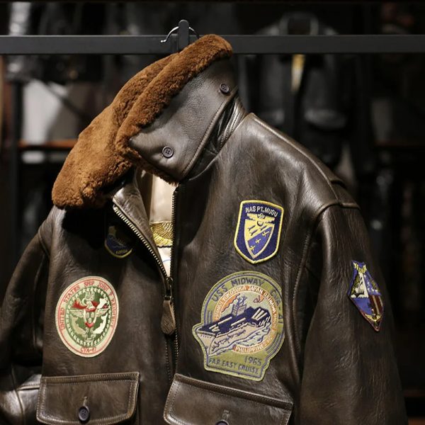 Military Inspired Leather Jacket - Image 5