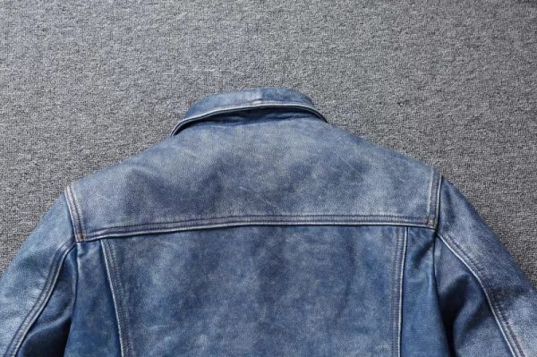Classic Denim Style Leather Jacket - Image 4