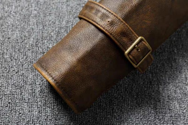 Men's brown leather hunting jacket - Image 7
