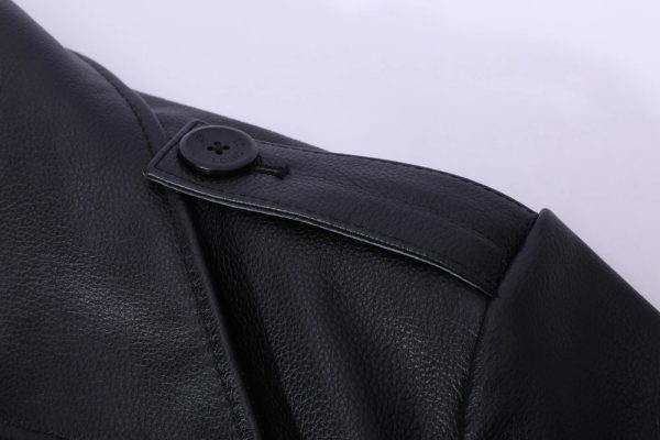 Double Breast Leather Long Trench Coat - Image 5