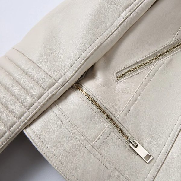 Asymmetrical Riding Leather Jacket - Image 7