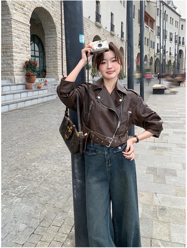 Cropped Leather Riding Jacket