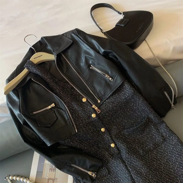 Cropped Leather Jacket For Women - Image 6