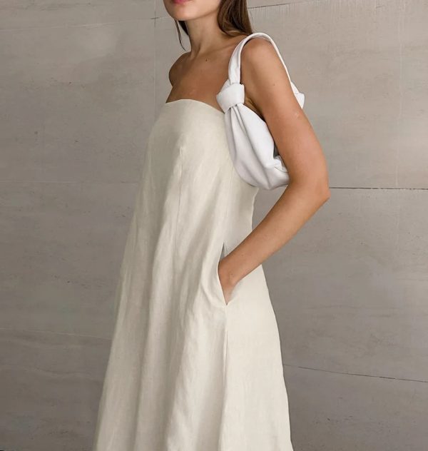 Cotton Linen Strapless Long Dress - Image 4