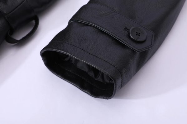 Double Breast Leather Long Trench Coat - Image 7