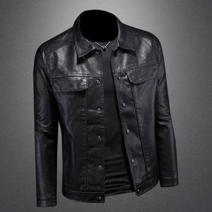 Men's Lapel Motorcycle Leather Jacket