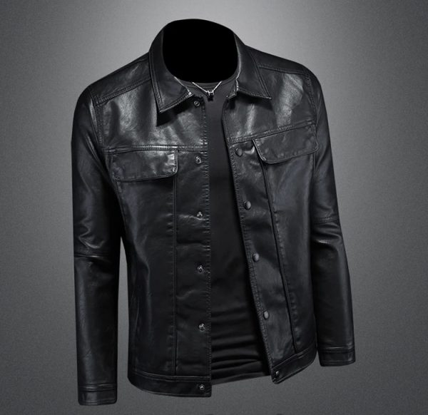 Men's Lapel Motorcycle Leather Jacket