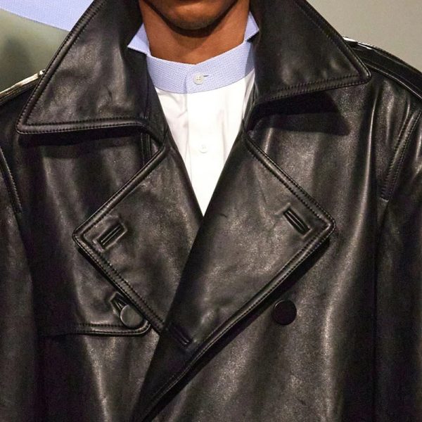 WW2 Inspired Double Breast Leather Trench Coat - Image 4