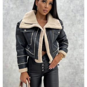Cropped Lambwool Leather Jacket