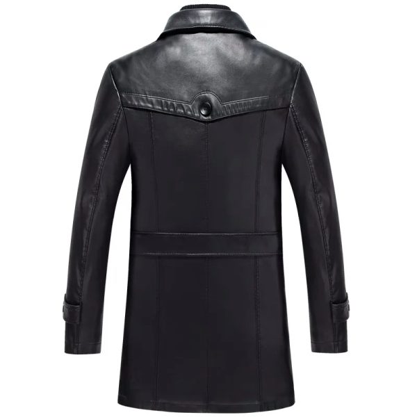 3/4 Leather Trench Warm Coat - Image 3