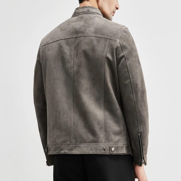 Gray Riding Leather Jacket - Image 5