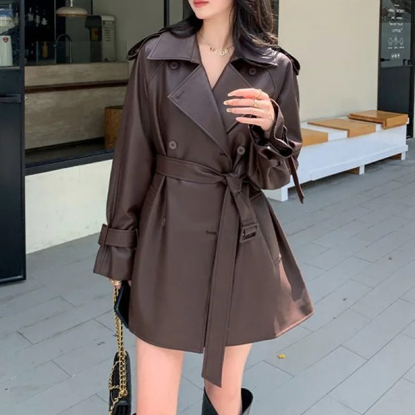 Double Breast leather Coat - Image 4