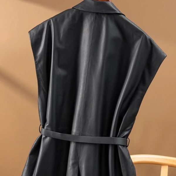 Sleeveless Leather Blazer - Image 3