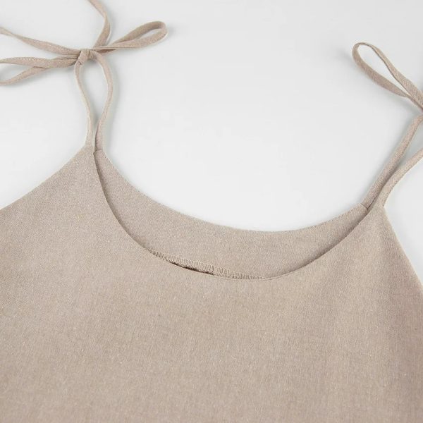 Cute Tiered Ruffle Empire Waist Linen Mini Summer Sundress - Image 5
