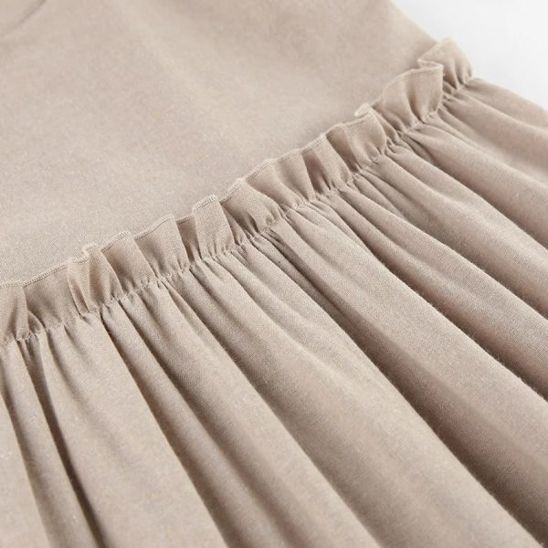 Cute Tiered Ruffle Empire Waist Linen Mini Summer Sundress - Image 6