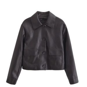 Buttoned Leather Jacket