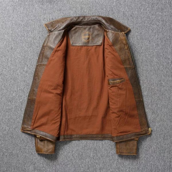 Men's brown leather hunting jacket - Image 6