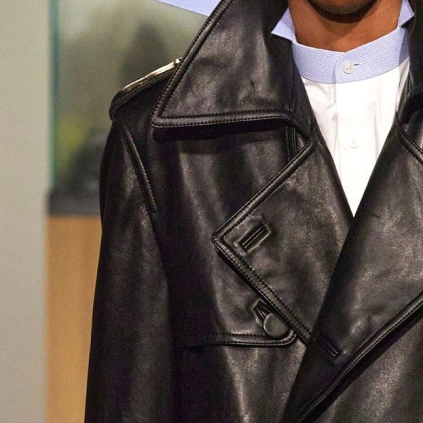 WW2 Inspired Double Breast Leather Trench Coat - Image 2