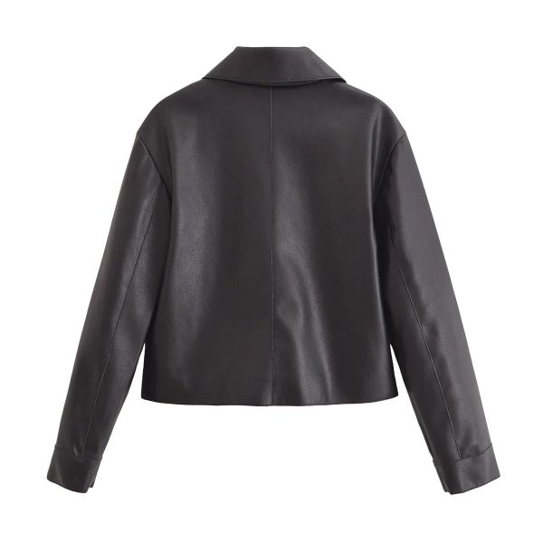 Buttoned Leather Jacket - Image 2