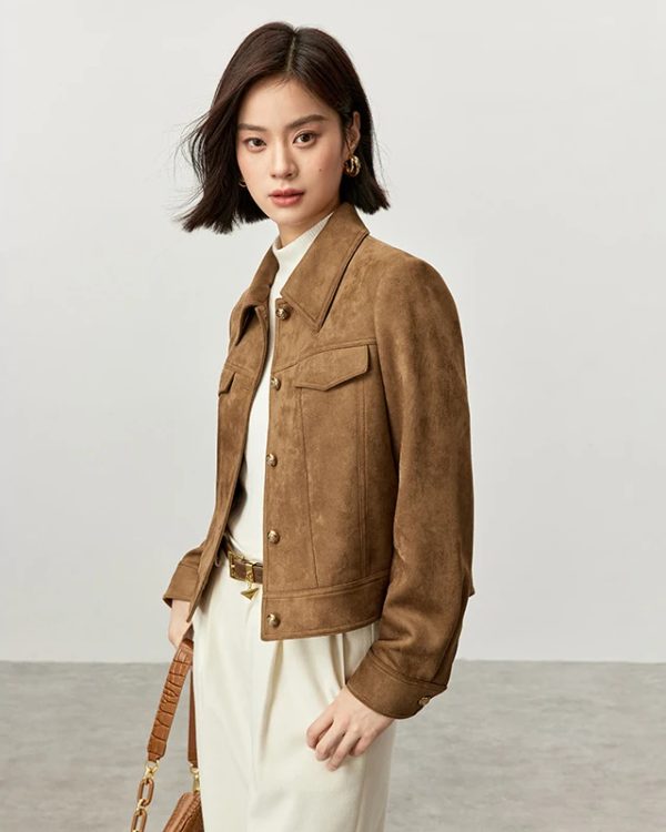Shirt Style Suede Leather Jacket - Image 2