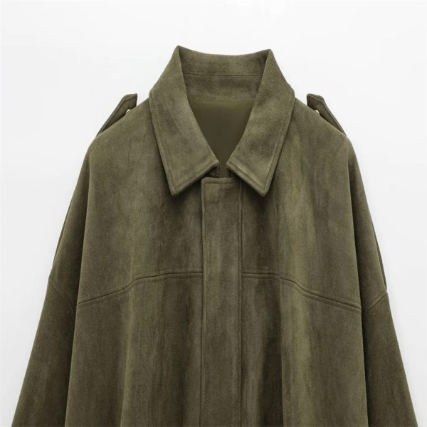 Balloned Waist Suede Leather Jacket - Image 2
