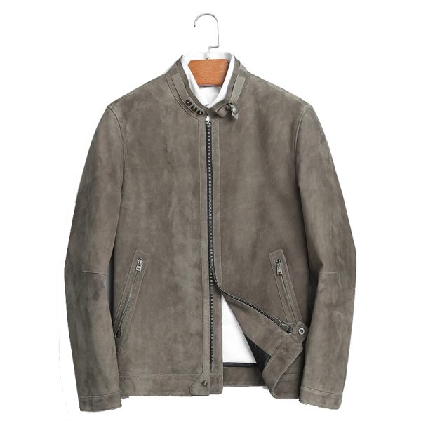 Gray Riding Leather Jacket - Image 2