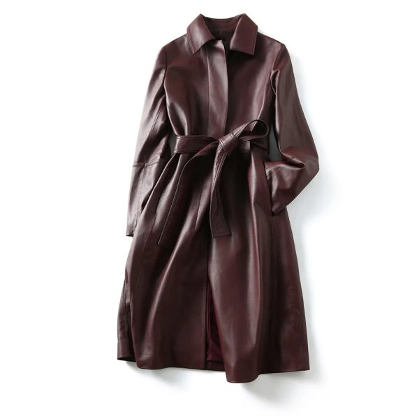 Leather Trench Coat Women's - Image 3