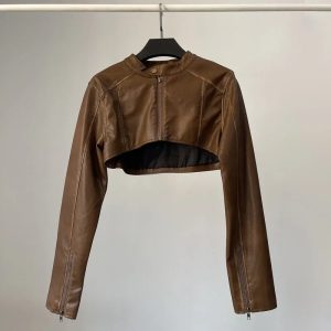 Cropped Riding Leather Jacket