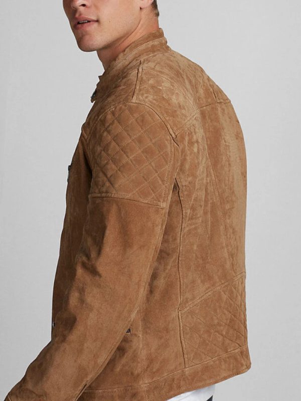 Tan Brown Suede Leather Jacket - Image 3