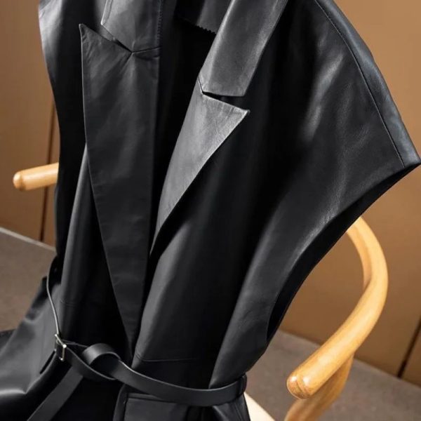 Sleeveless Leather Blazer - Image 2