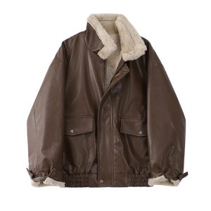 Shearling Leather Jacket For Men's