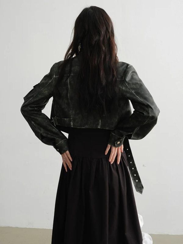 Women's Cool O Blique Zipper Jeather Jacket - Image 5