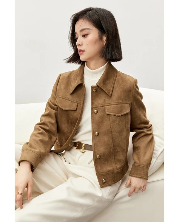 Shirt Style Suede Leather Jacket - Image 4