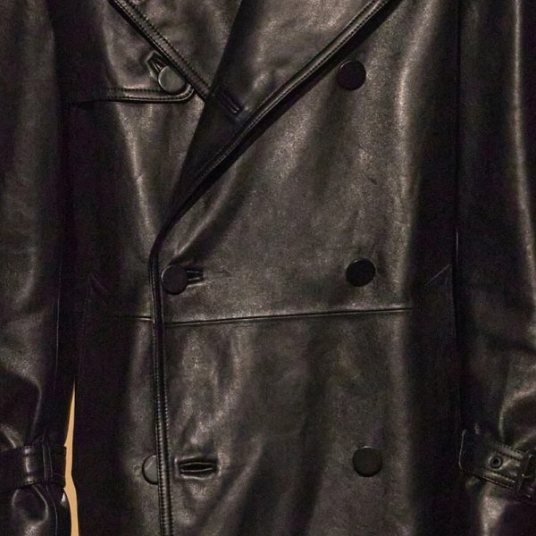WW2 Inspired Double Breast Leather Trench Coat - Image 3