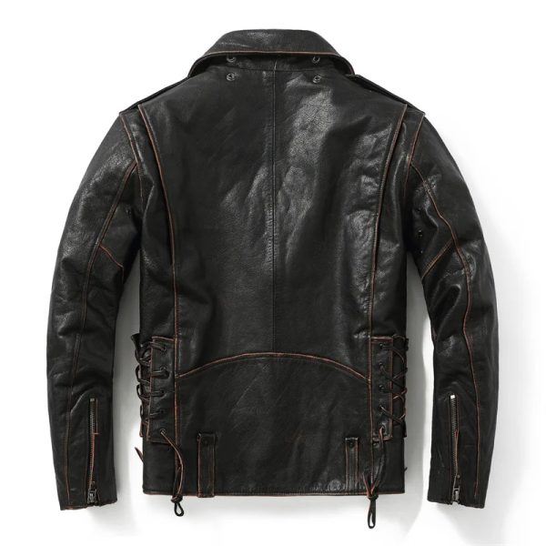 Rusted Riding Leather Jacket - Image 4