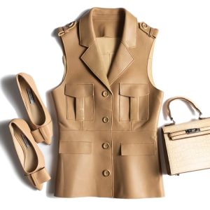 Hunting Jacket Style Leather Vest