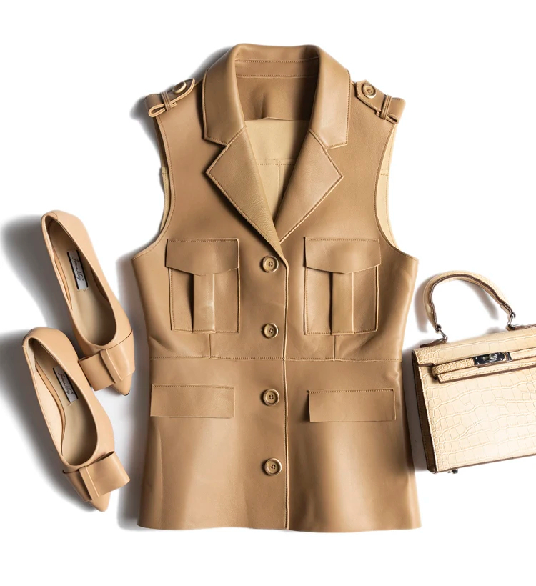 Hunting Jacket Style Leather Vest