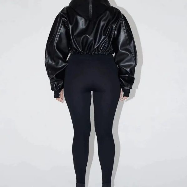 Kylie Jenner Cropped Leather Jacket - Image 4